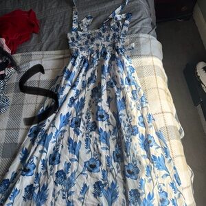 Floral Blue and White Maxi Dress